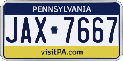 PA license plate JAX7667