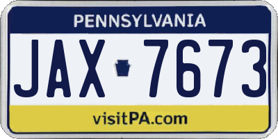PA license plate JAX7673