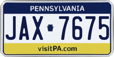 PA license plate JAX7675