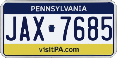 PA license plate JAX7685