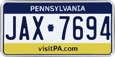 PA license plate JAX7694