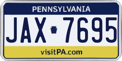 PA license plate JAX7695