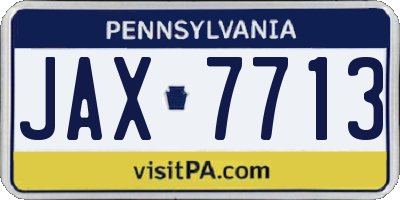 PA license plate JAX7713