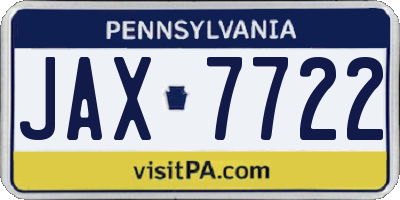 PA license plate JAX7722
