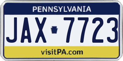 PA license plate JAX7723