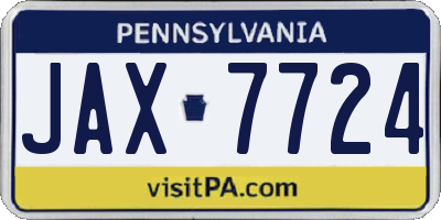 PA license plate JAX7724