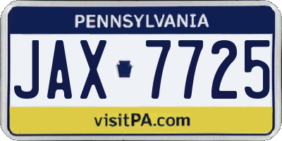 PA license plate JAX7725