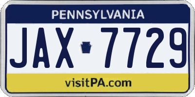 PA license plate JAX7729