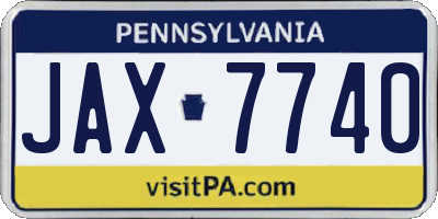 PA license plate JAX7740