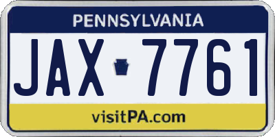 PA license plate JAX7761
