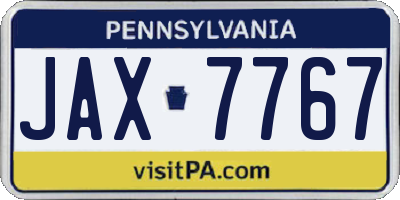 PA license plate JAX7767