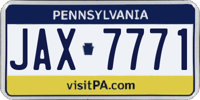PA license plate JAX7771