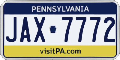 PA license plate JAX7772