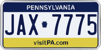 PA license plate JAX7775