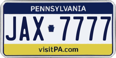 PA license plate JAX7777