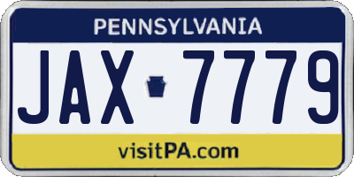 PA license plate JAX7779