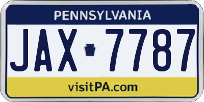 PA license plate JAX7787