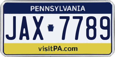 PA license plate JAX7789