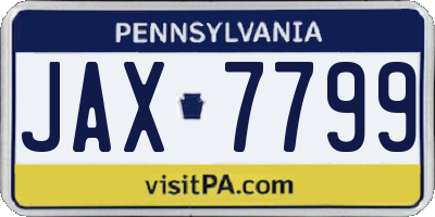 PA license plate JAX7799
