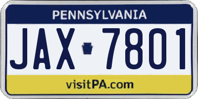 PA license plate JAX7801