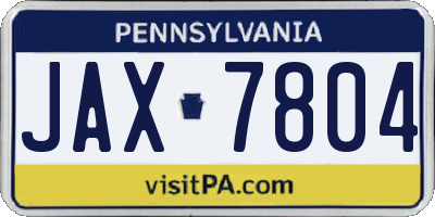 PA license plate JAX7804