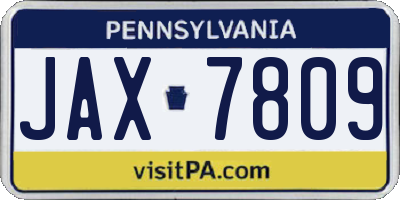 PA license plate JAX7809