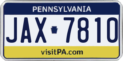PA license plate JAX7810