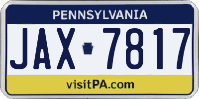 PA license plate JAX7817