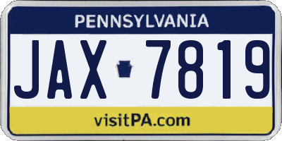 PA license plate JAX7819
