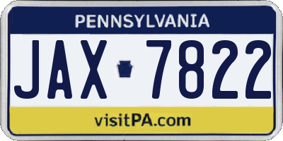 PA license plate JAX7822