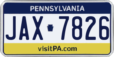 PA license plate JAX7826