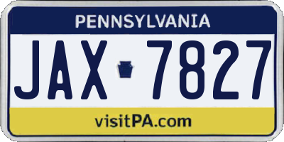 PA license plate JAX7827