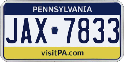 PA license plate JAX7833