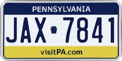 PA license plate JAX7841
