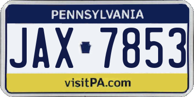 PA license plate JAX7853