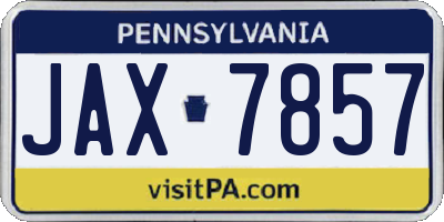PA license plate JAX7857