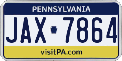 PA license plate JAX7864