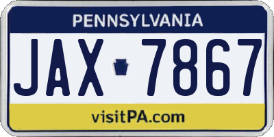 PA license plate JAX7867
