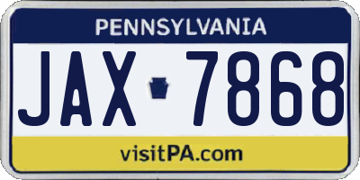 PA license plate JAX7868