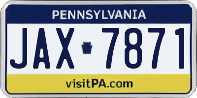 PA license plate JAX7871