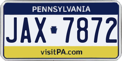 PA license plate JAX7872