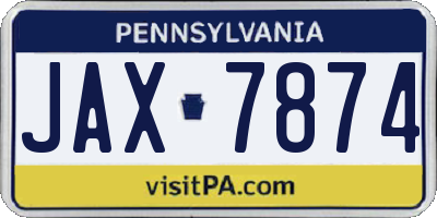 PA license plate JAX7874