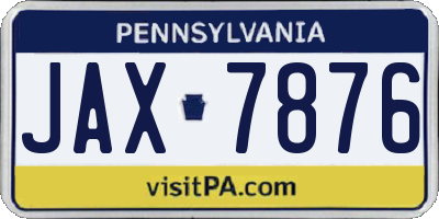 PA license plate JAX7876
