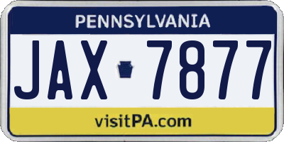 PA license plate JAX7877