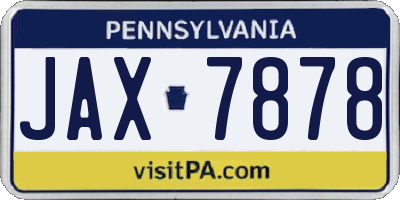 PA license plate JAX7878