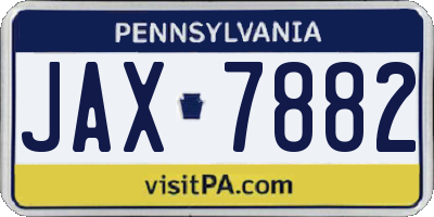 PA license plate JAX7882