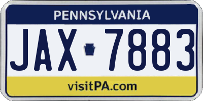 PA license plate JAX7883