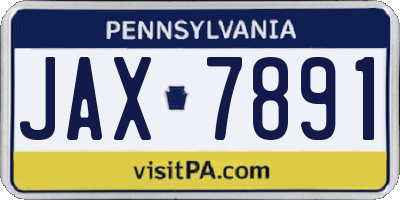 PA license plate JAX7891