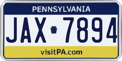 PA license plate JAX7894