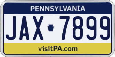 PA license plate JAX7899